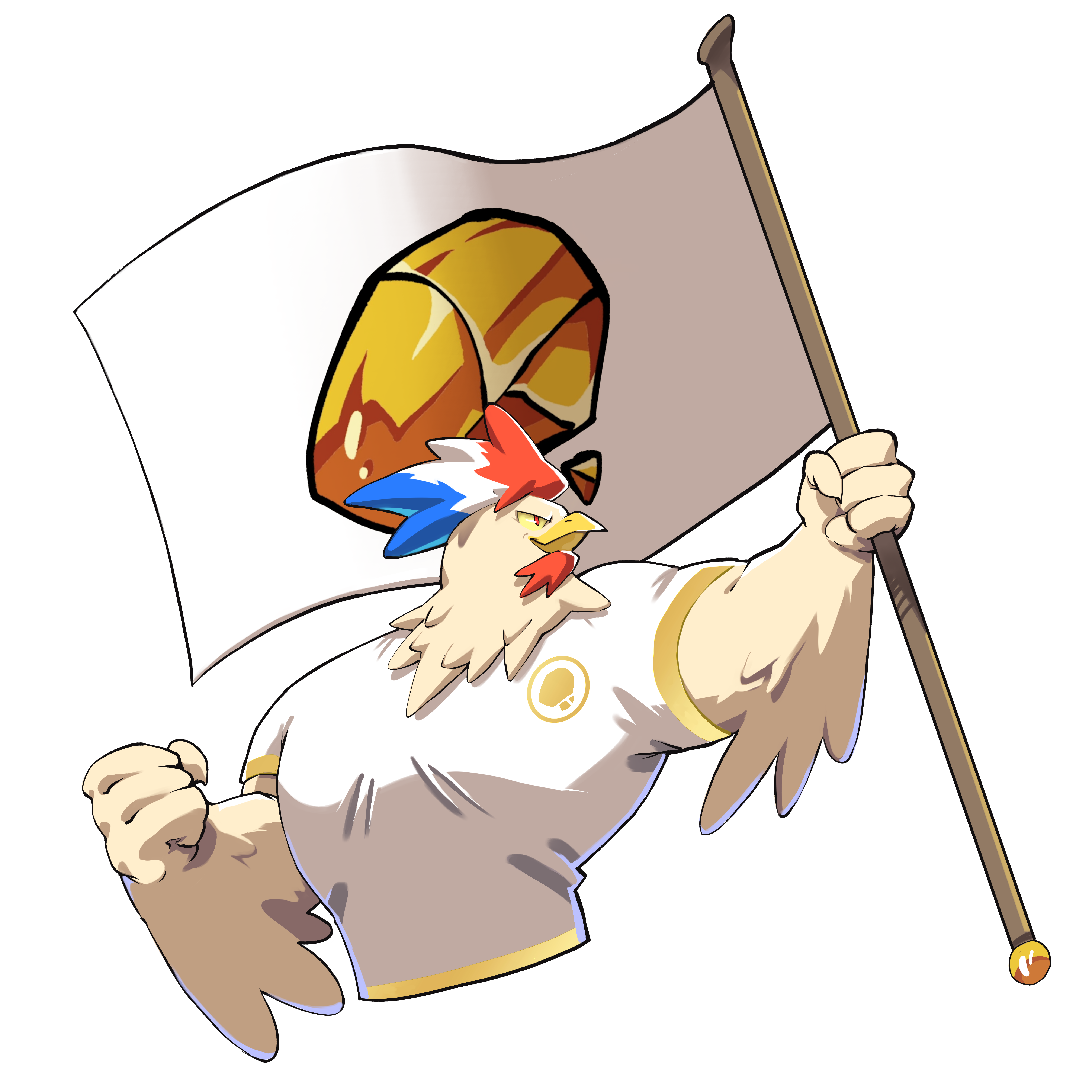 Spray Team Peps : un coq brandissant un drapeau au logo du club
